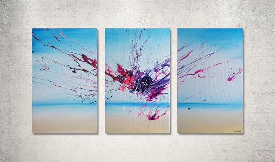 Artist's Beach II Triptych (Spirits Of Skies 120064) (160 x 80 cm) XXXL (64 x 32 inches)