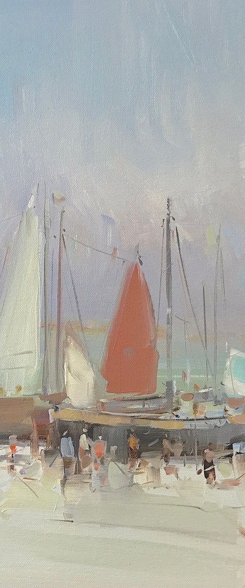 Harbor, Original oil painting, Handmade artwork, One of a kind by Vahe Yeremyan