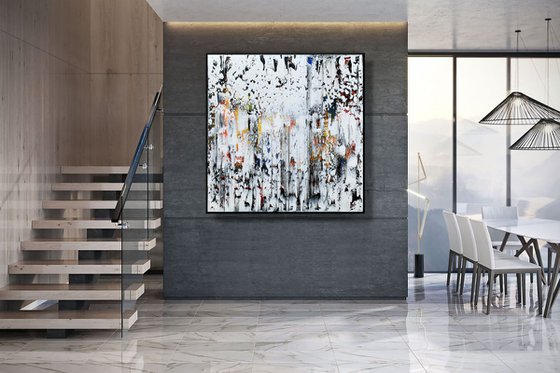 White Shadows - XL LARGE,  ABSTRACT ART – EXPRESSIONS OF ENERGY AND LIGHT. READY TO HANG!