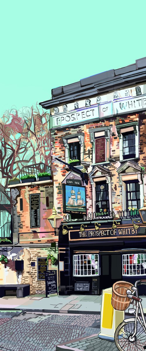 A3 Prospect of Whitby, Wapping, London Illustration Print by Tomartacus