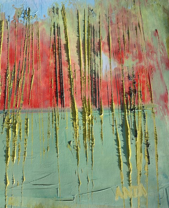 Abstract oil painting "Layers of nature 2", triptych, 3x 40/40 cm Oil