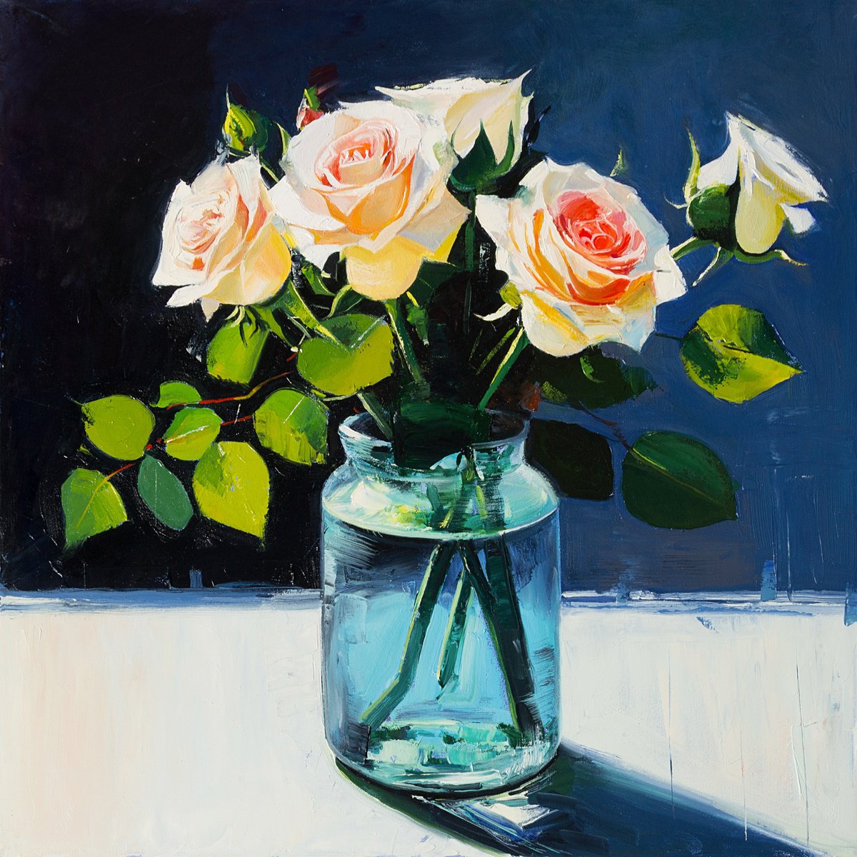 Impressionistic Still Life Oil Painting By Daria Zavadenko, 20 X 20, Morning Bouquet, Original Artwork