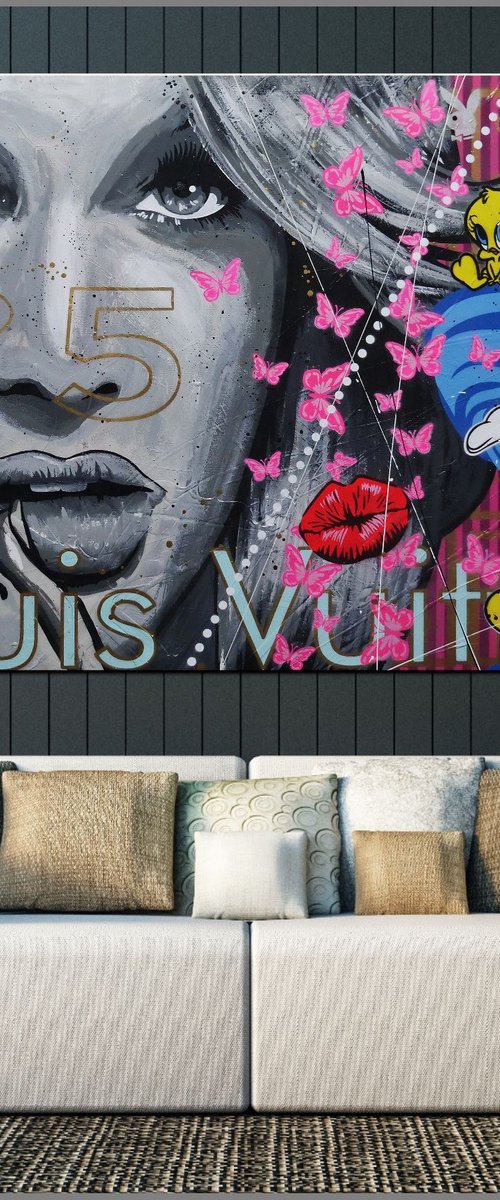 Shes Got The Look 160cm x 100cm Candice Swanepoel Textured Urban Pop Art by Franko