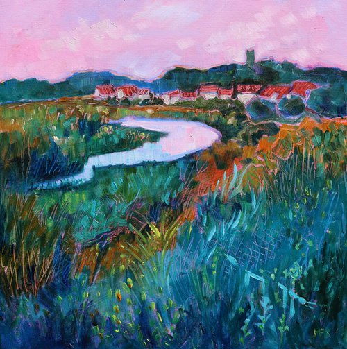 Blakeney Through the Marshes Coastal Landscape by Mary Kemp