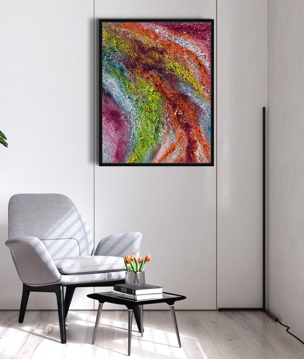 Colors inside me II, textured painting, 60x80 cm by Davide De Palma