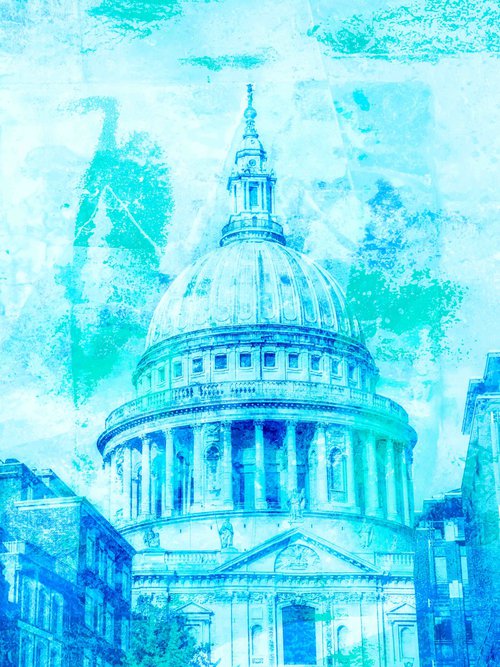 St Paul's (Blue)- London Art by Deborah Pendell