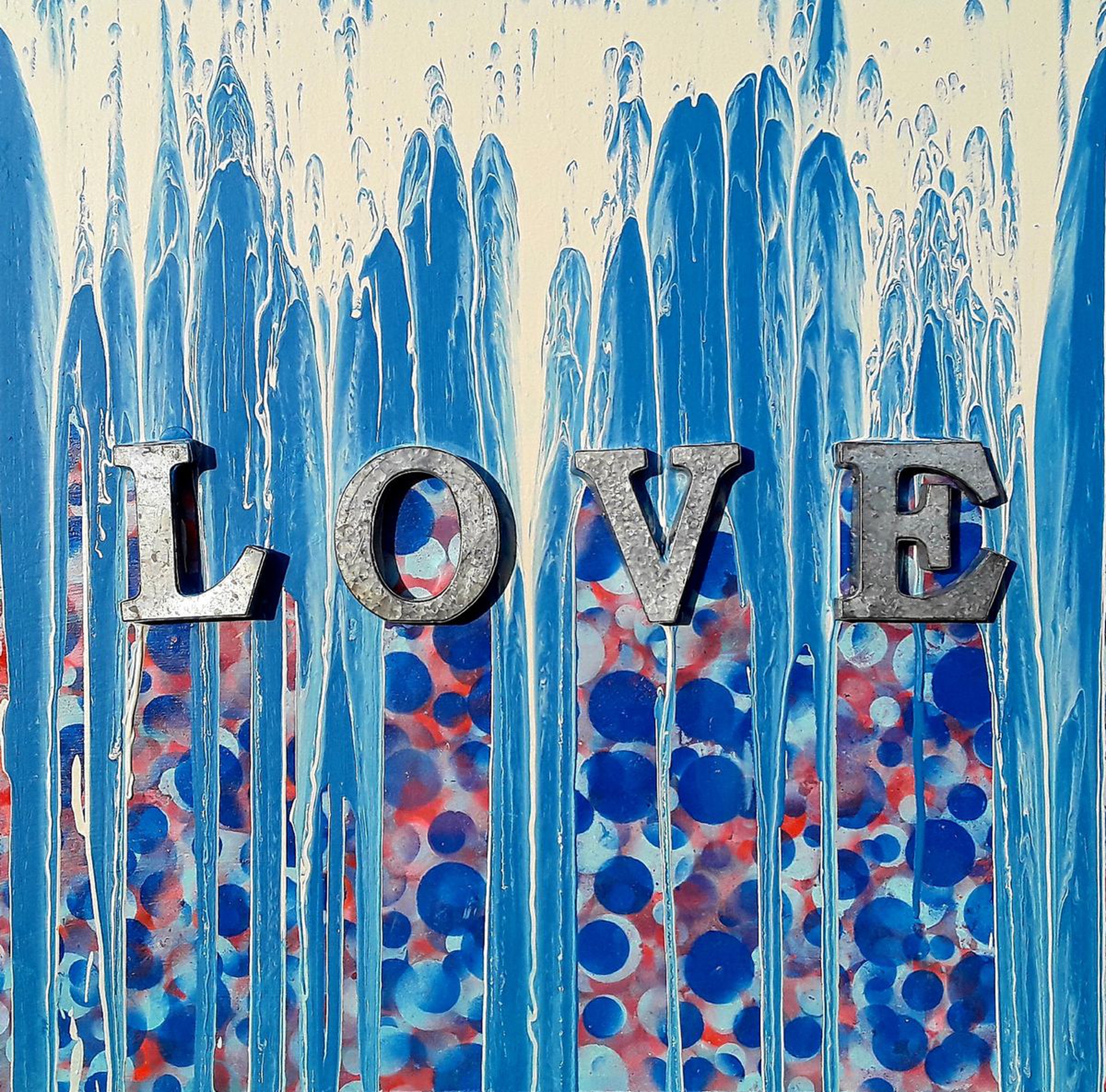 Jim Richards Love Dots Drip Painting Steel Lette Artfinder