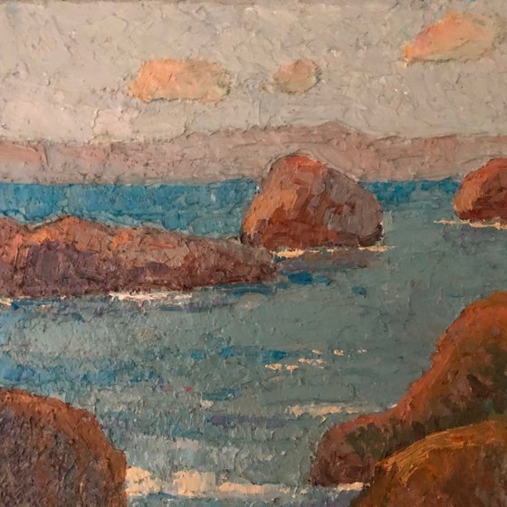 Morning quiet seascape oil painting