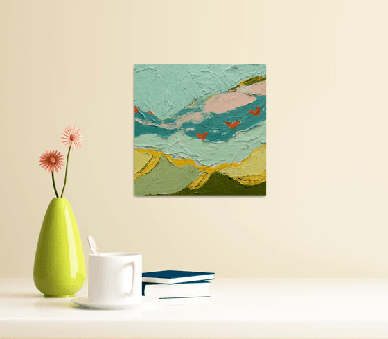 Minty Abstract Landscape Oil Painting