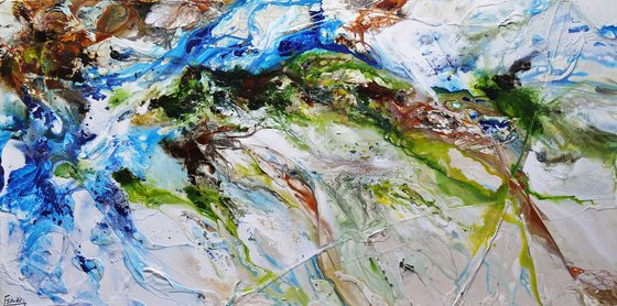 The Naturalist 240cm x 120cm Blue White Green Abstract Art