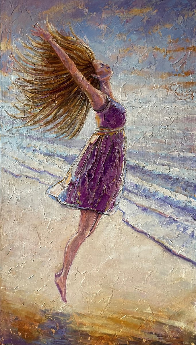 Impressionistic Portrait Oil Painting By Mary Voloshyna, 16 X 28", The Freedom To Be Yourself, Original Artwork