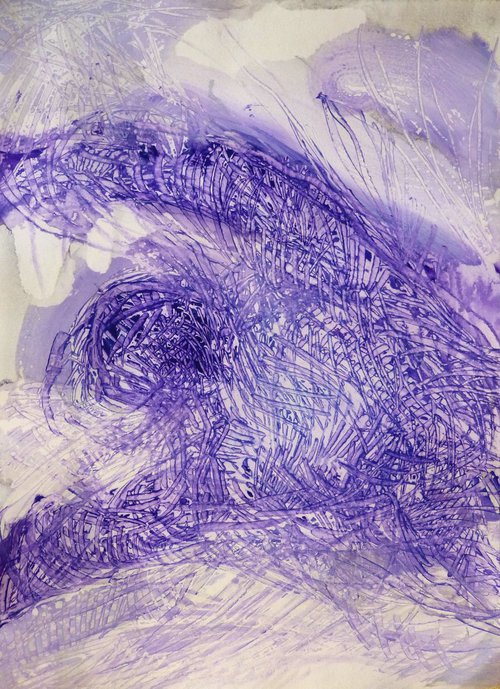 Study in Purple 4, acrylic on paper 29x42 cm by Frederic Belaubre