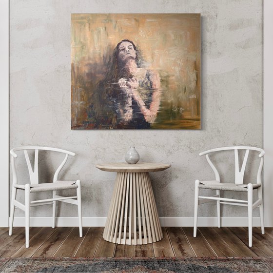 screams can’t drown my fear — contemporary figurative on stretched canvas