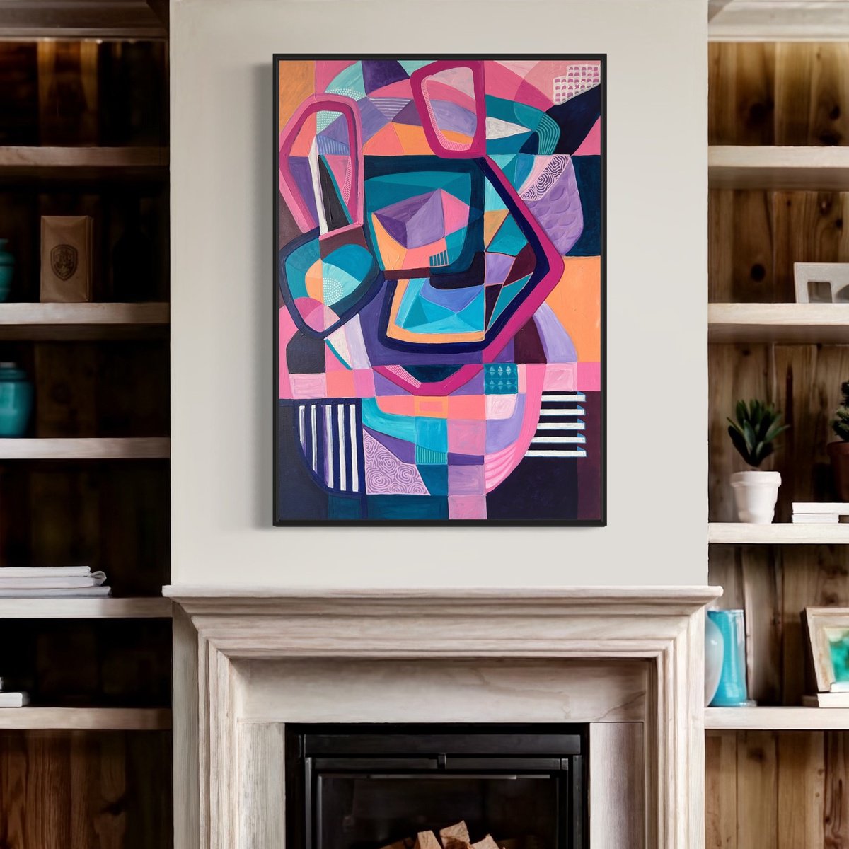 Abstract Acrylic Painting By Samantha Malone, 28 X 39", Changing Sides, Original Artwork