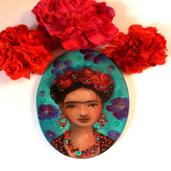"A tribute to Frida " acrylic on wood 20x12.5cm