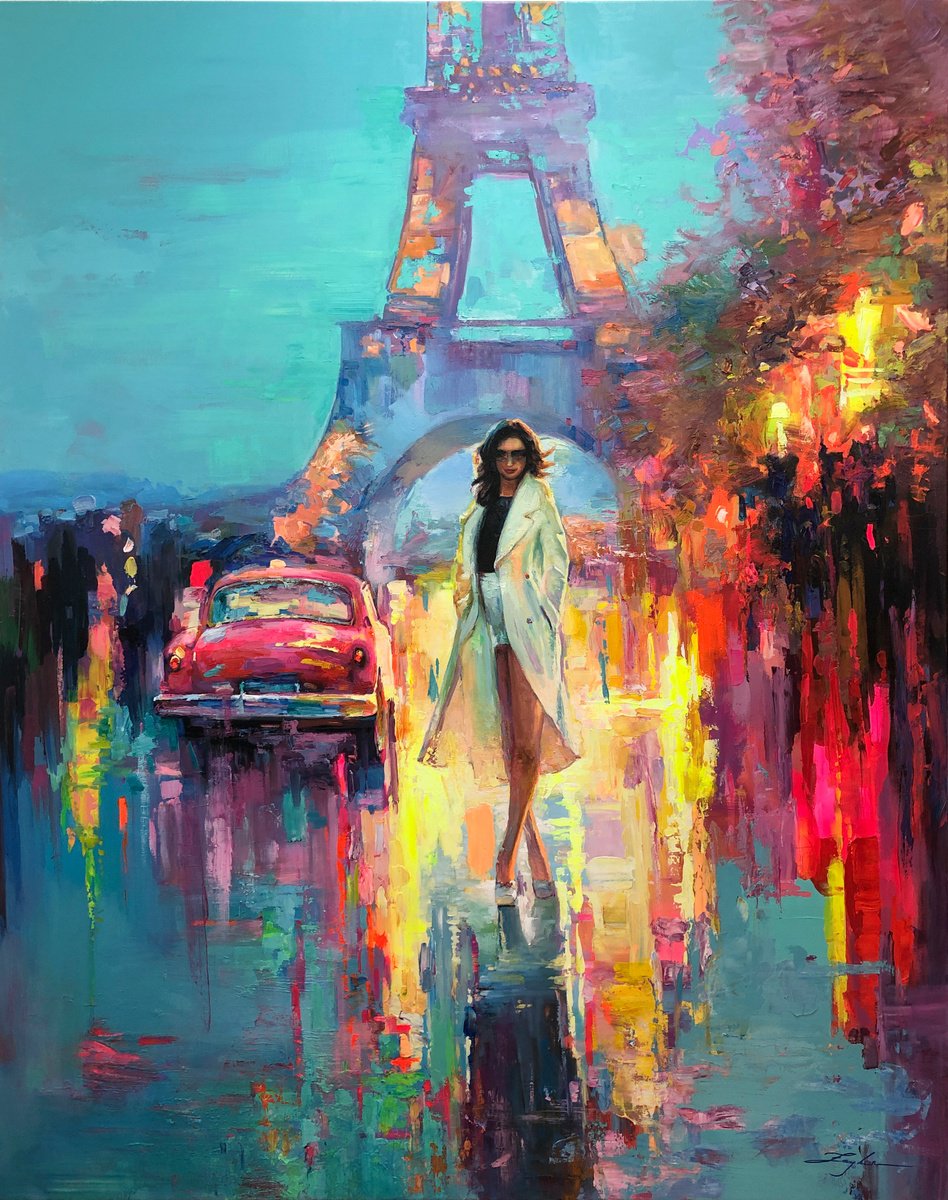 Parisian Nocturne By Viacheslav Zaykin, 47 X 59, Artwork For Sale On Artfinder