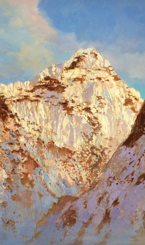 Mountain peaks at sunset. by Andriy Vutyanov