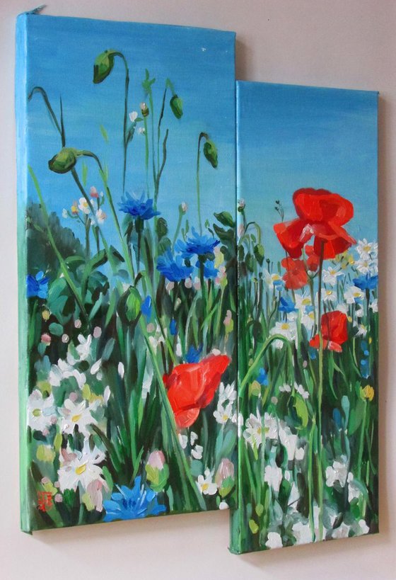 Poppies and cornflowers (multi-panelled  work)