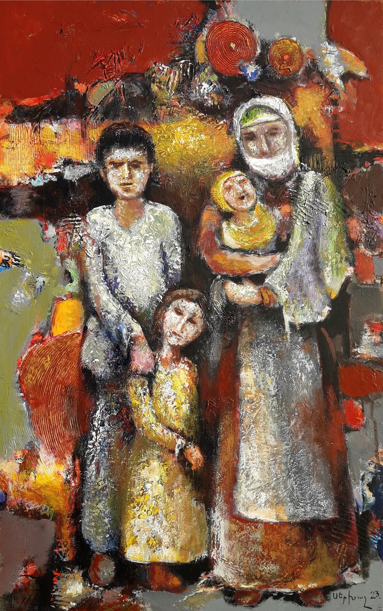 Impressionistic Landscape Oil Painting By Sergey Xachatryan, 20 X 31", Evening, Original Artwork