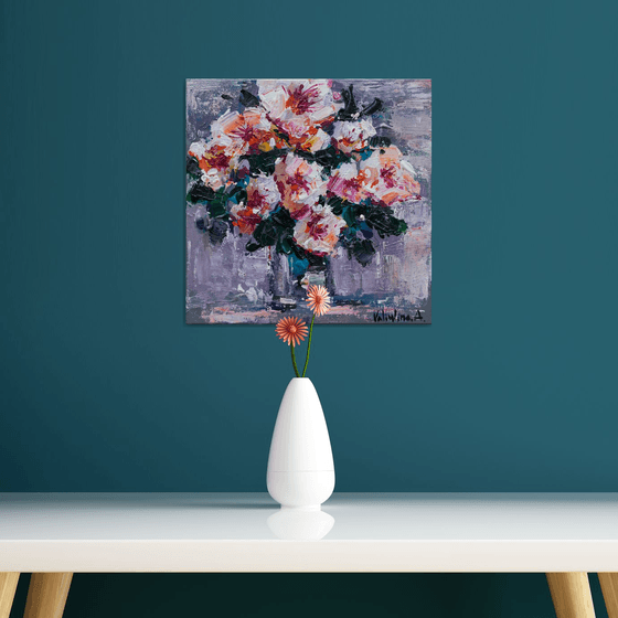 White flowers Original acrylic  painting