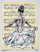 Ballerina XVII- Music Page Acrylic painting: Misty Lady - M