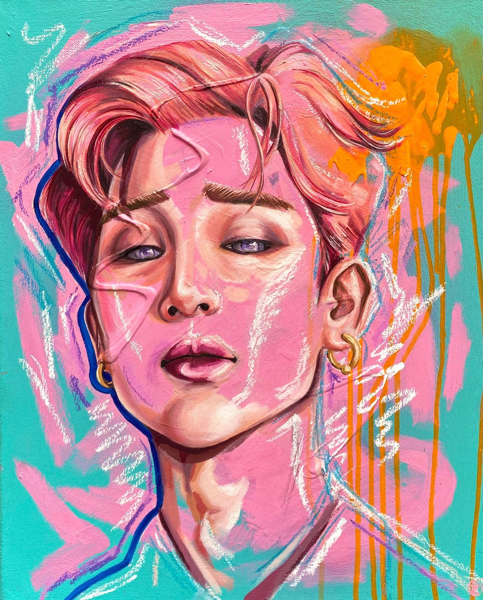 Urban And Pop Portrait Oil Painting By Kate Revill, 16 X 20", It