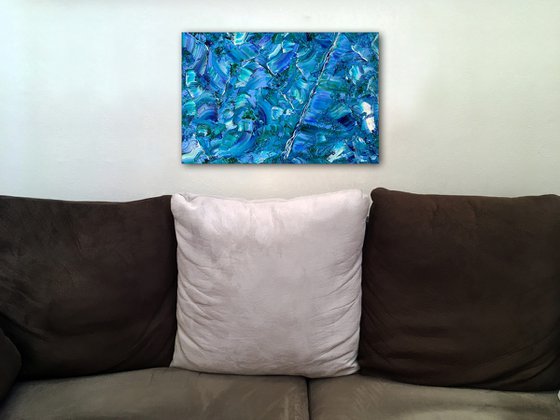 "Caught In Your Waves" - Original PMS Artwork Textured Abstract Oil Painting on Wood Panel - 24" x 16"