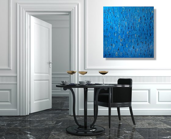 BLUE CASCADE - LARGE,  TEXTURED, PALETTE KNIFE ABSTRACT ART – EXPRESSIONS OF ENERGY AND LIGHT. READY TO HANG!