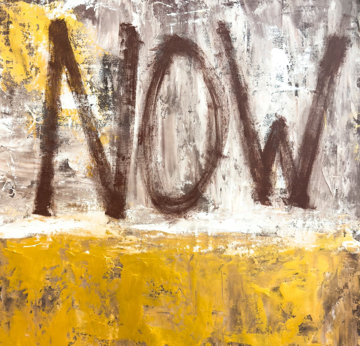 Urban And Pop Acrylic Painting , Now Over White Above Gold By Carlos Pun Art, 28 X 28, Artwork For Sale On Artfinder
