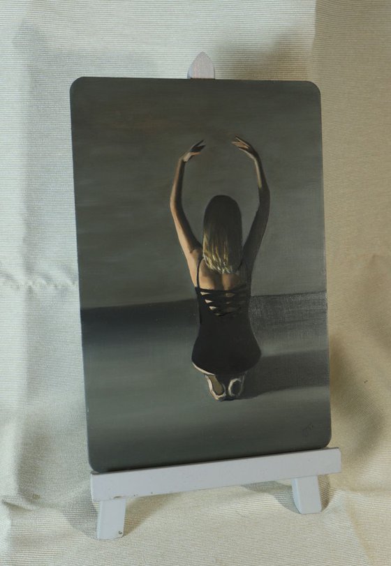 Dancer Alone, Ballet Oil Painting, Ballerina, Framed  Art