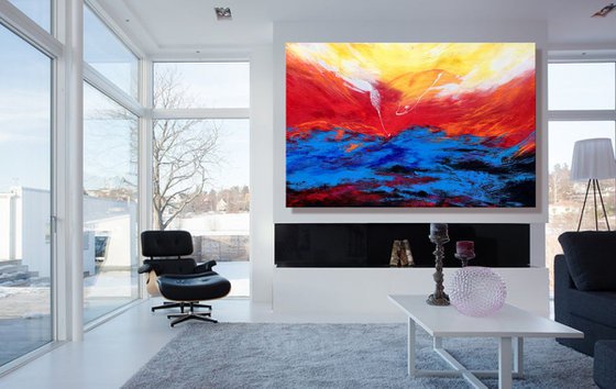 First Light - XL Large, Textured abstract art – Expressions of energy and light. READY TO HANG!