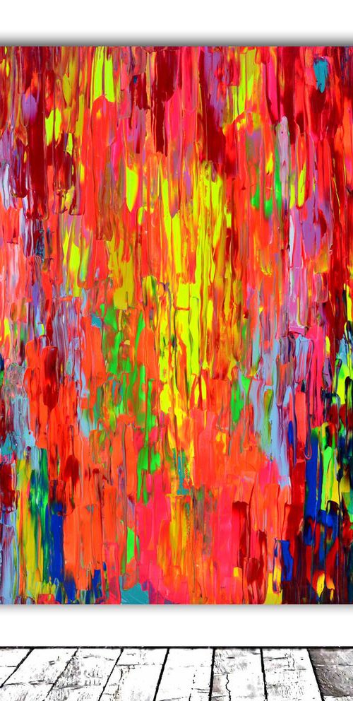 Large Abstract Painting, Colourful Abstract Painting by Soos Tiberiu