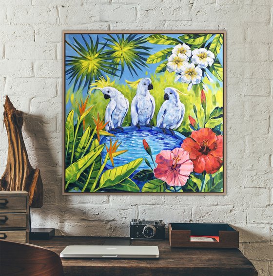 Oasis - Australian Landscape with Cockatoos