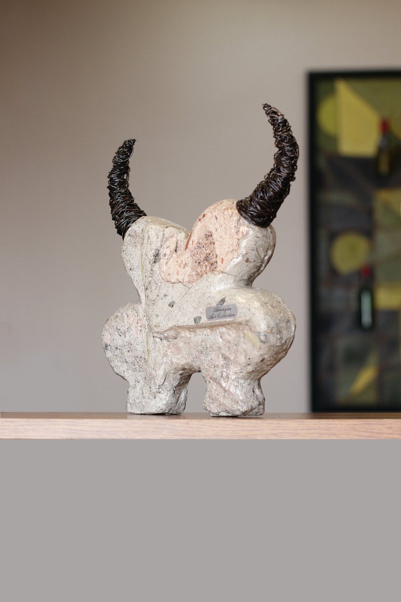 Bull run (29x24x10 3.1kg iron, tufa, concrete) by Karen Axikyan