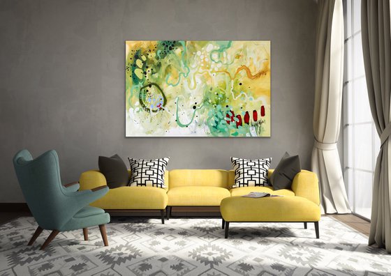 Marée basse - Large abstract mixed-media painting