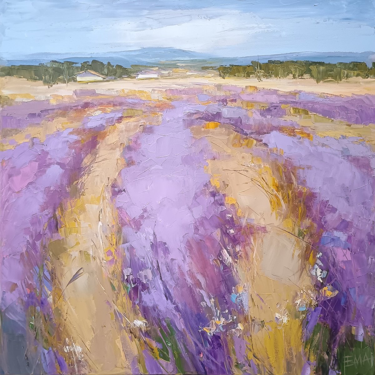 Expressive Oil Painting , Lavender Time By Emilia Milcheva, 24 X 24, Artwork For Sale On Artfinder