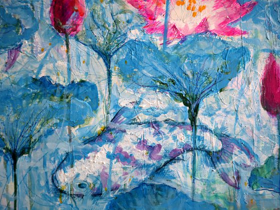 Water Lilies and Koi Fish