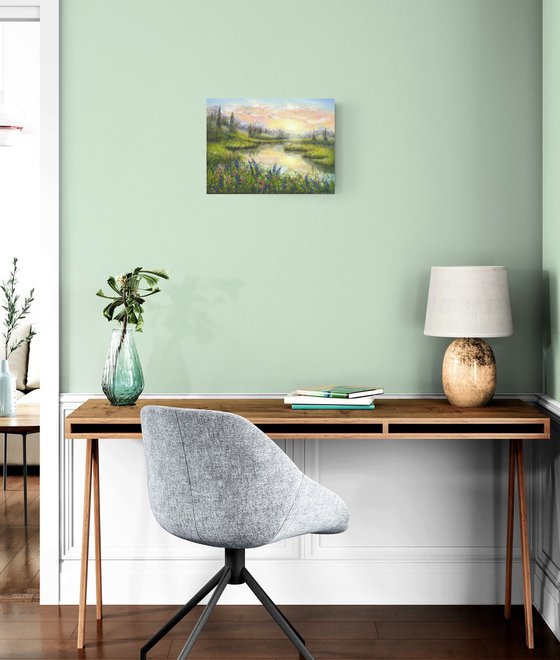 Sunset at the bluebonnet field