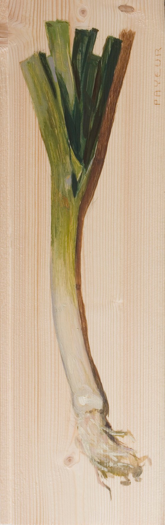 green leek on real wood