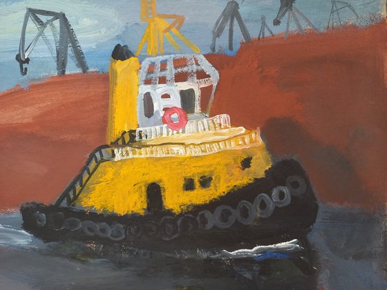 Tugboat with cranes