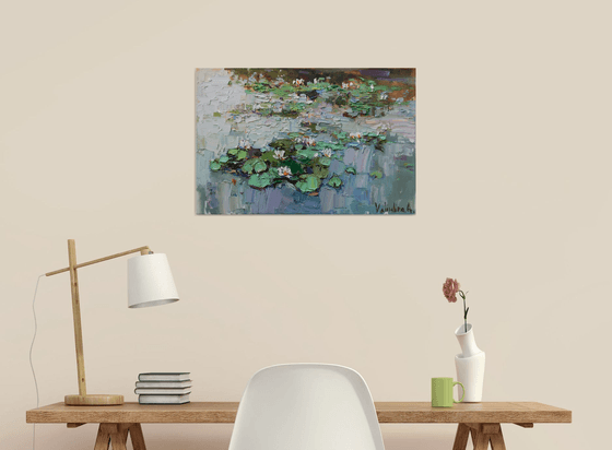 Water Lilies - Impasto Original Oil painting