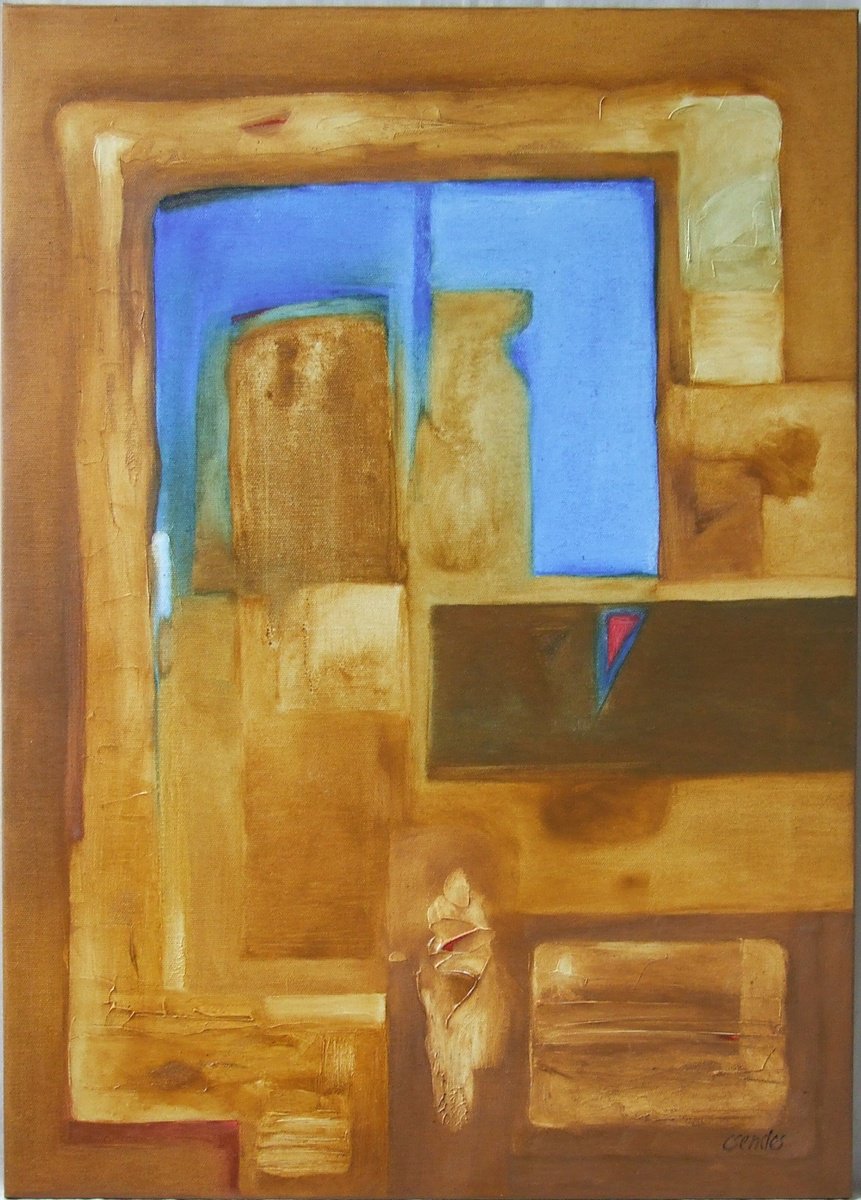 Abstract Oil Painting By Csaba Csendes, 20 X 28, The Sign, Original Artwork