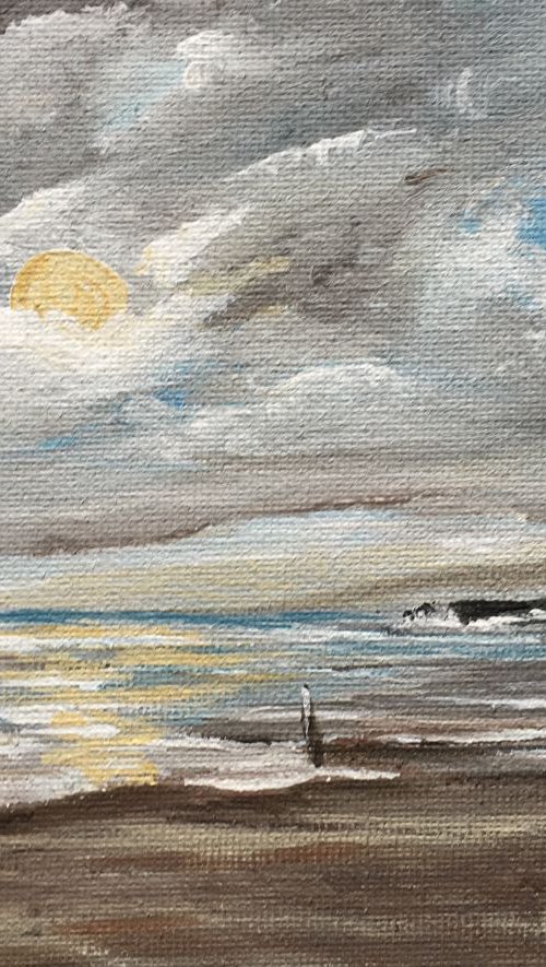 Storm over Old Harry Rock on a mini canvas by Marja Brown