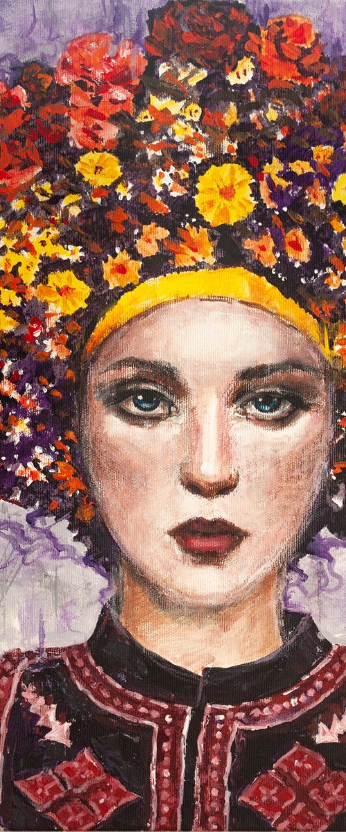 Woman in flowers by Aleksandr Neliubin