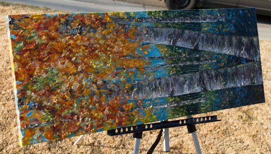'Through The Aspen Trees'  (Diptych #1') Painting  on Wrapped Canvas  (Palette Knife)