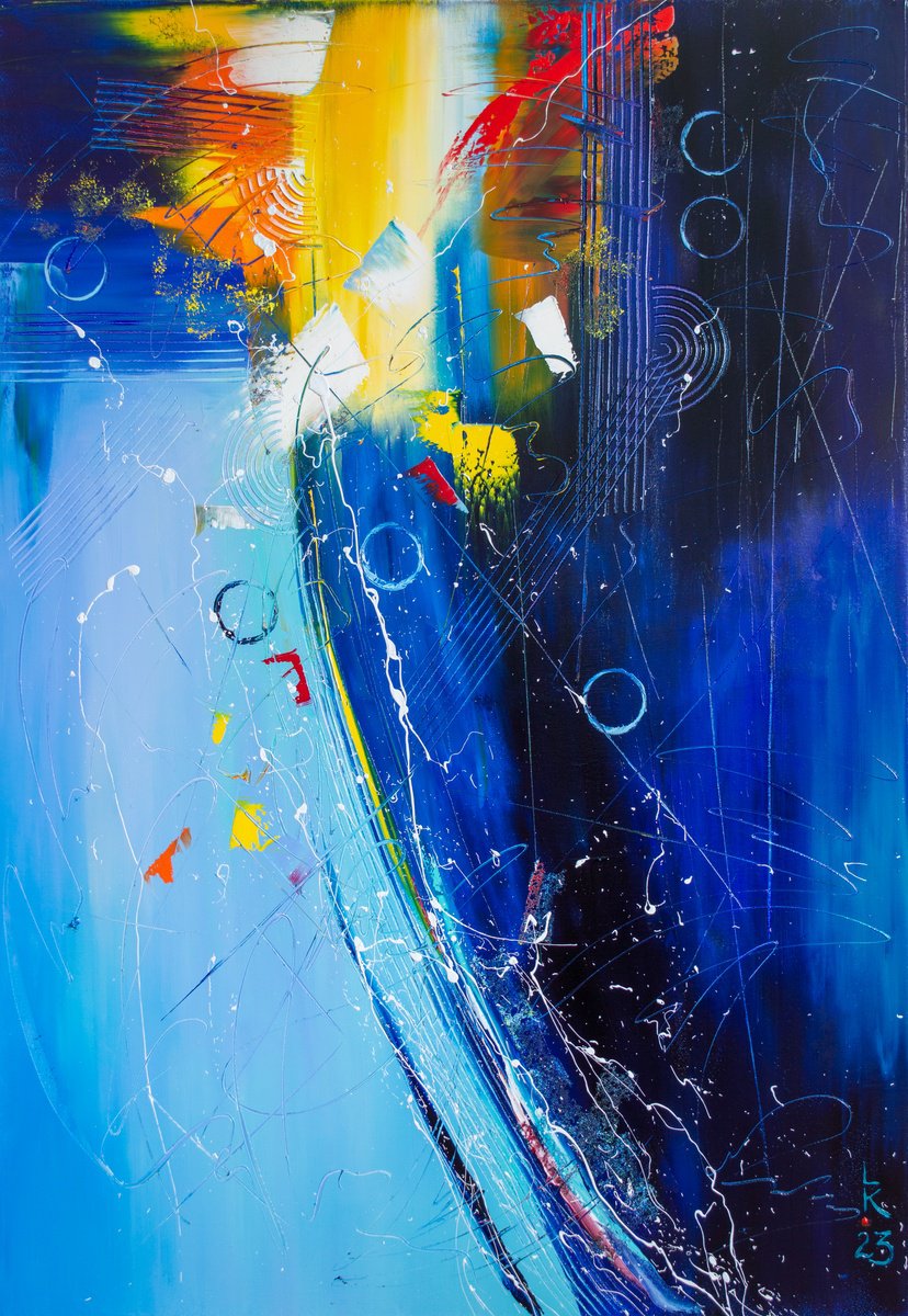 Abstract Oil Painting By Liubov Kuptsova, 28 X 39", Symphony Of The Reefs, Original Artwork