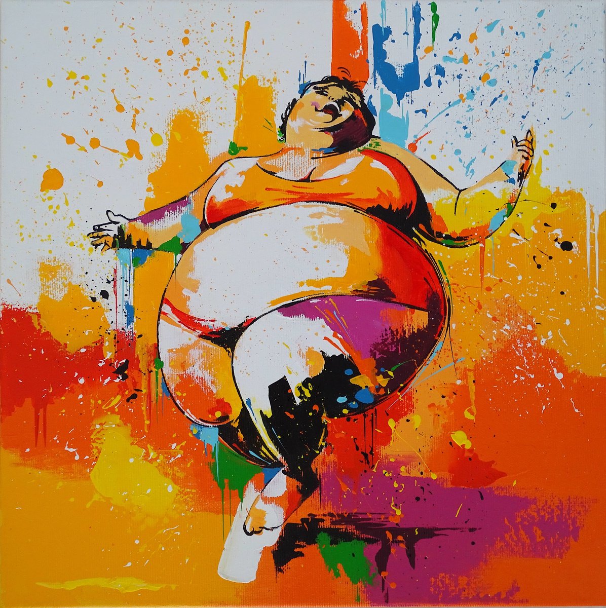 Expressive Portrait Acrylic Painting By Livien Rozen, 16 X 16", "Acceptance", Original Artwork