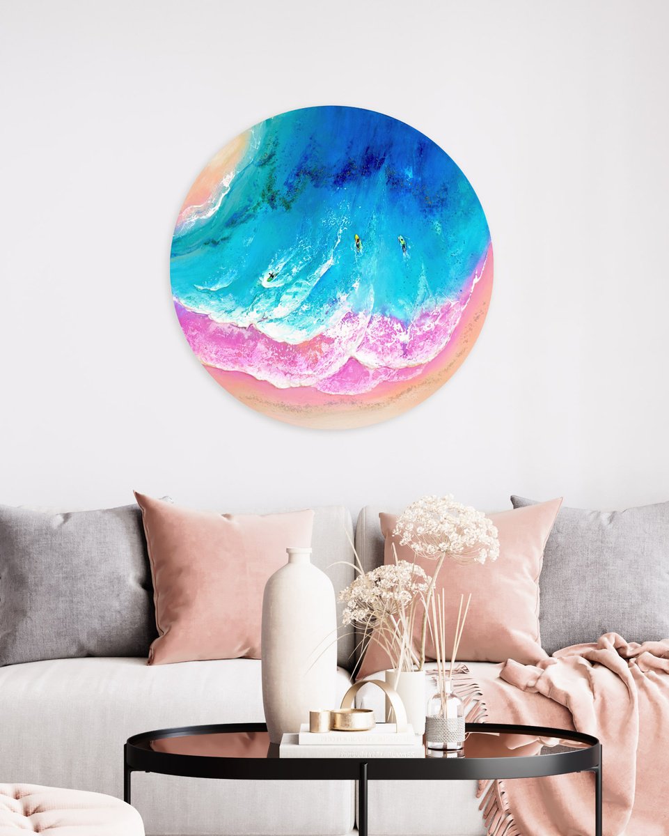 Organic Abstract Painting By Milena Gaytandzhieva, 24 X 24", Ocean Paradise, Original Artwork