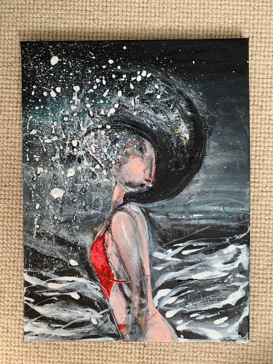 Water Spray Ocean Artwork For Sale Original Black and White Painting On Canvas Ready to Hang Gift Ideas Acrylic Paintings Buy Art Now Free Delivery 30x40cm