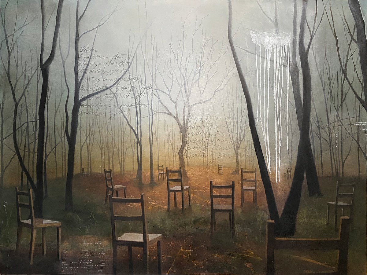 Surrealistic Landscape Oil Painting By Bruce Dean, 48 X 36, Welcome, Original Artwork